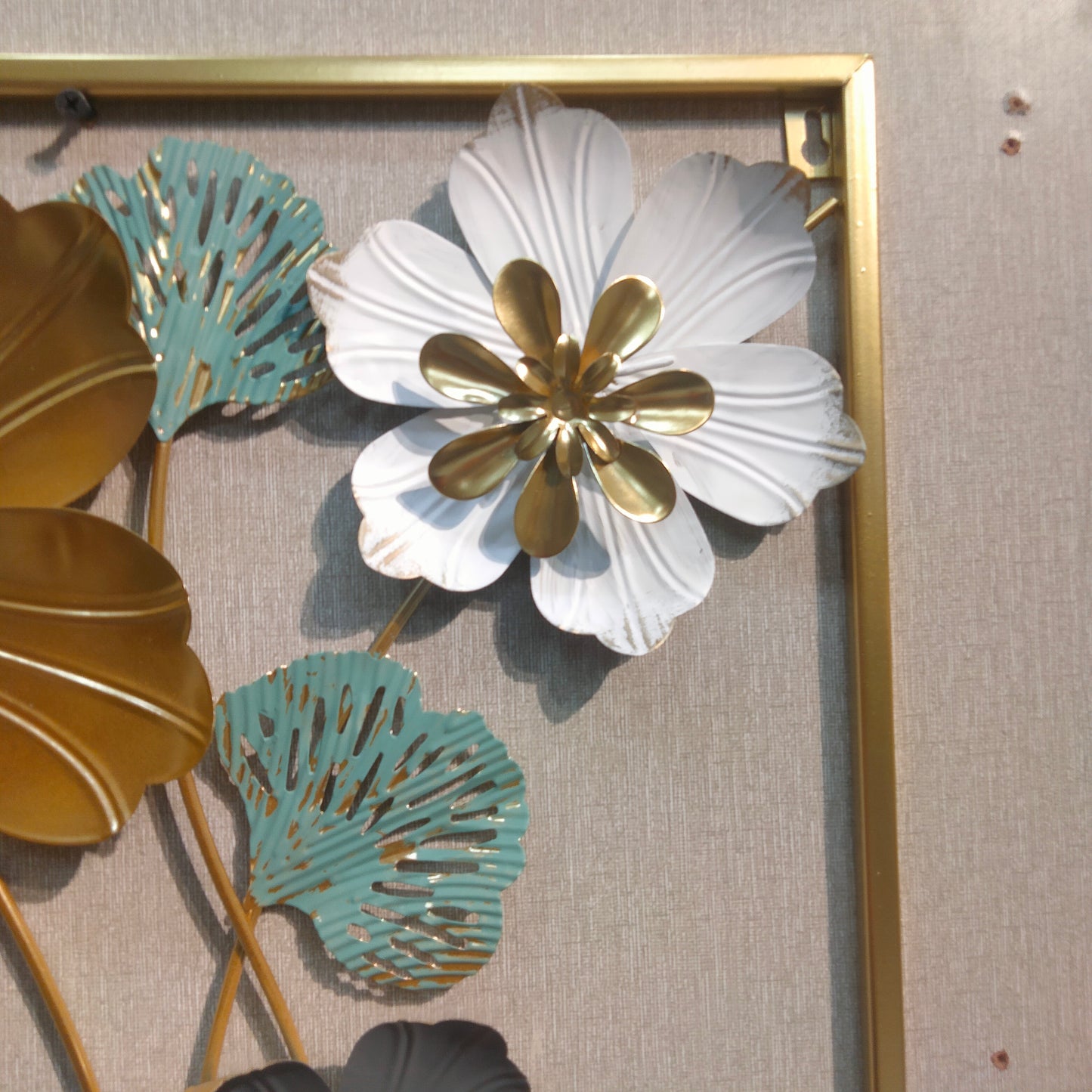 3D metallic wall decoration leaves and flowers frame