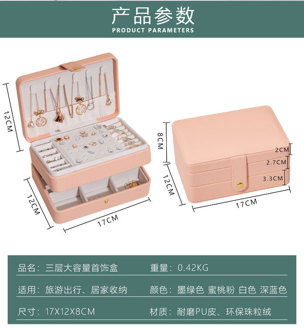 Pu leather portable large capacity jewellery organizer