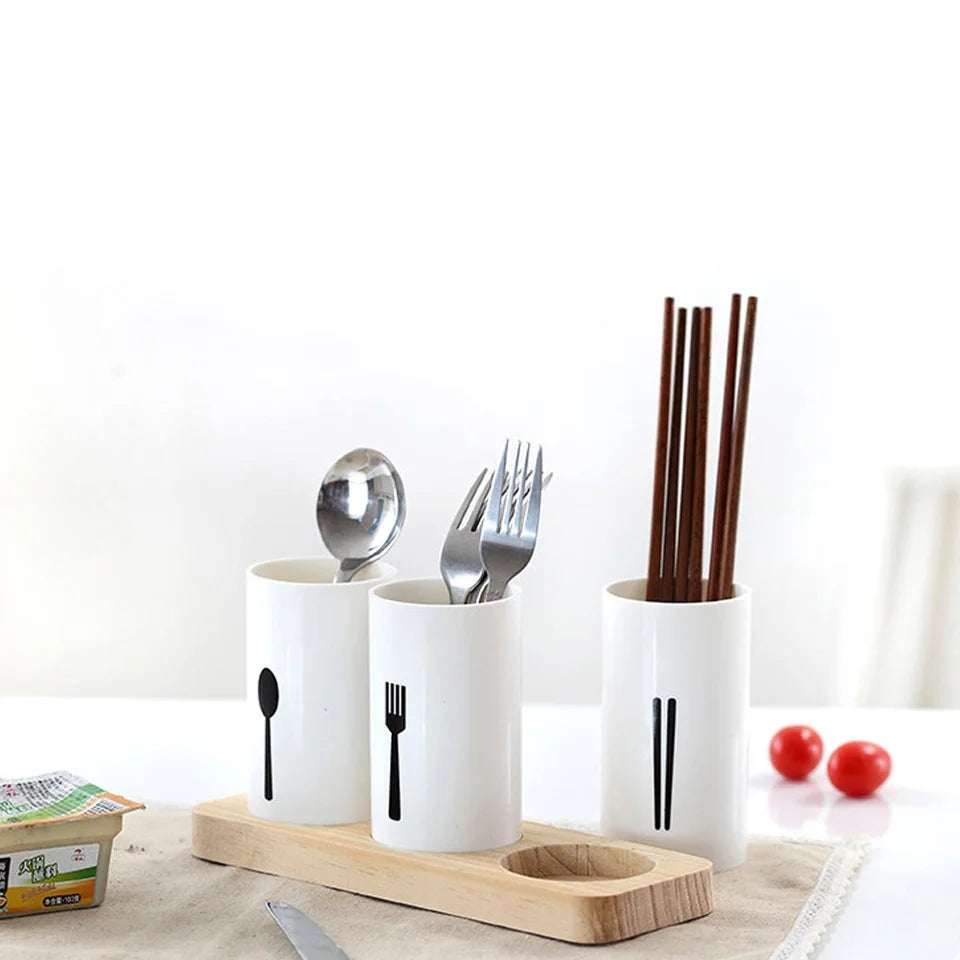 3pcs Drain Chopsticks Holder with tray