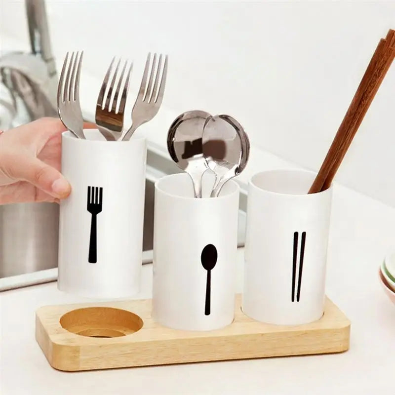 3pcs Drain Chopsticks Holder with tray