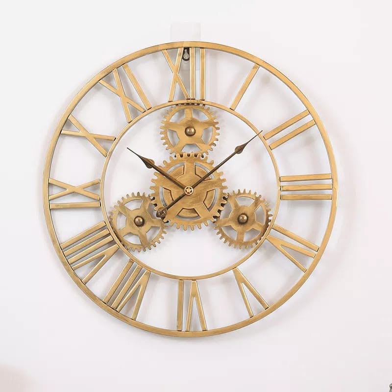Retro style Golden Gearing style wall clock