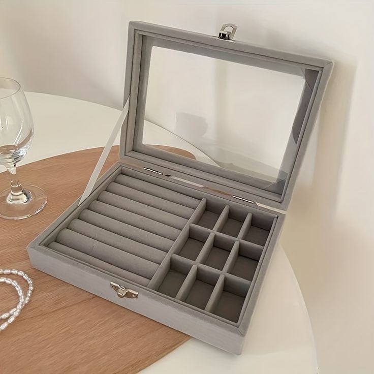 Velvet Rings & Earrings Organizer Storage Box