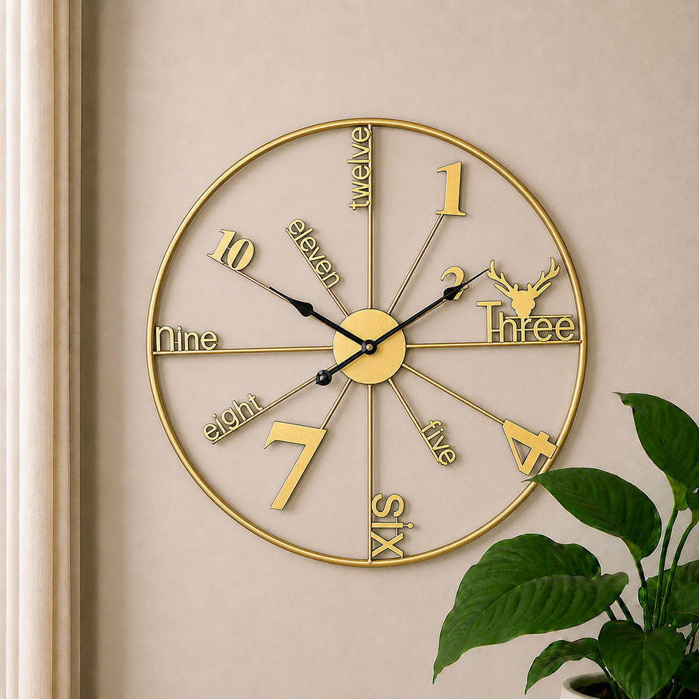 Modern Luxury Silent Metal Wall Clock (20 Inches) – Ticking-Free Battery-Operated Decorative Analog Clock for Living Room & Office