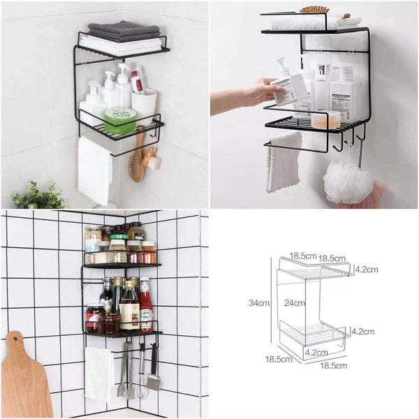 Double layer metallic multipurpose shelf for kitchen or bathroom