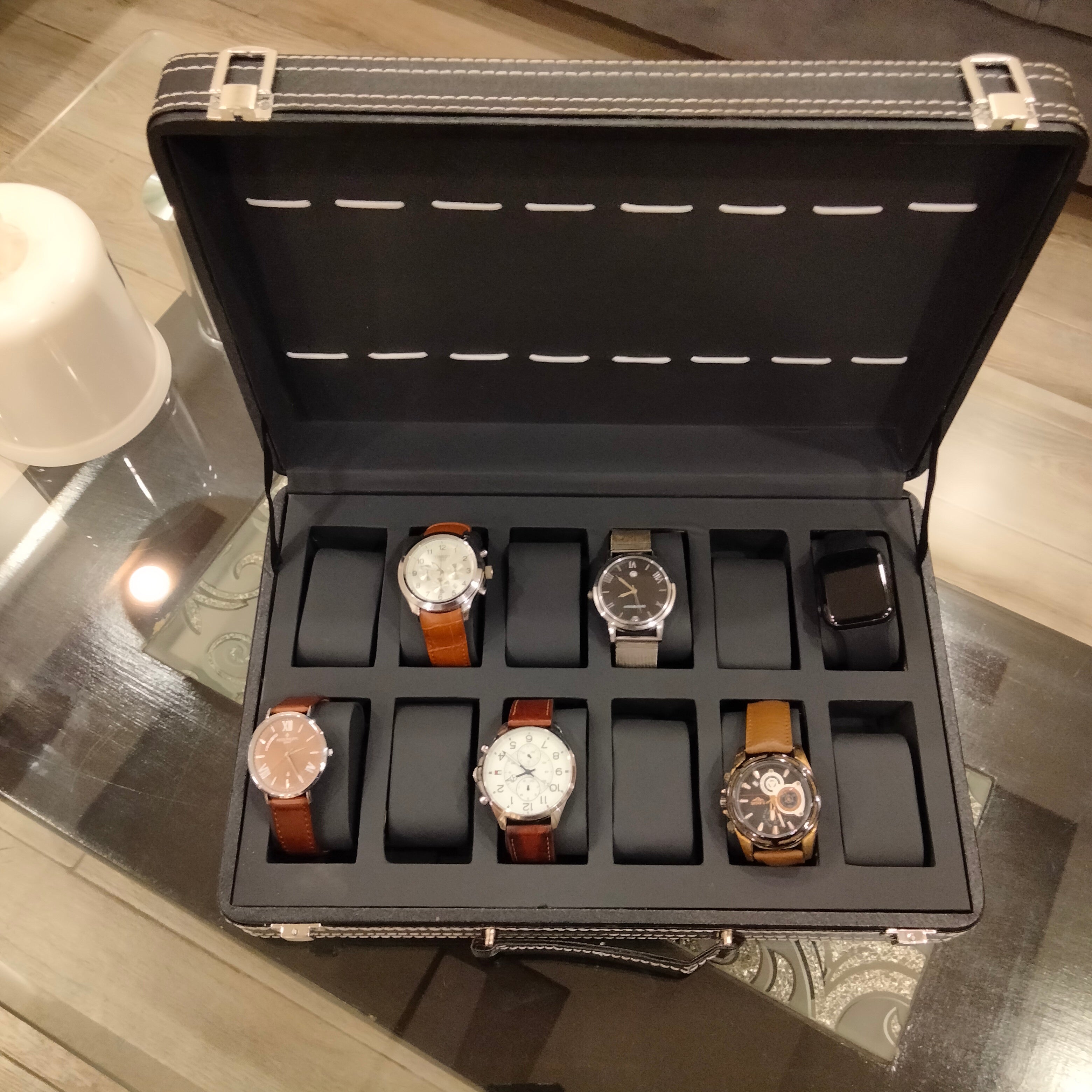 Premium Quality 12 grid PU leather watch display box or watch organizer