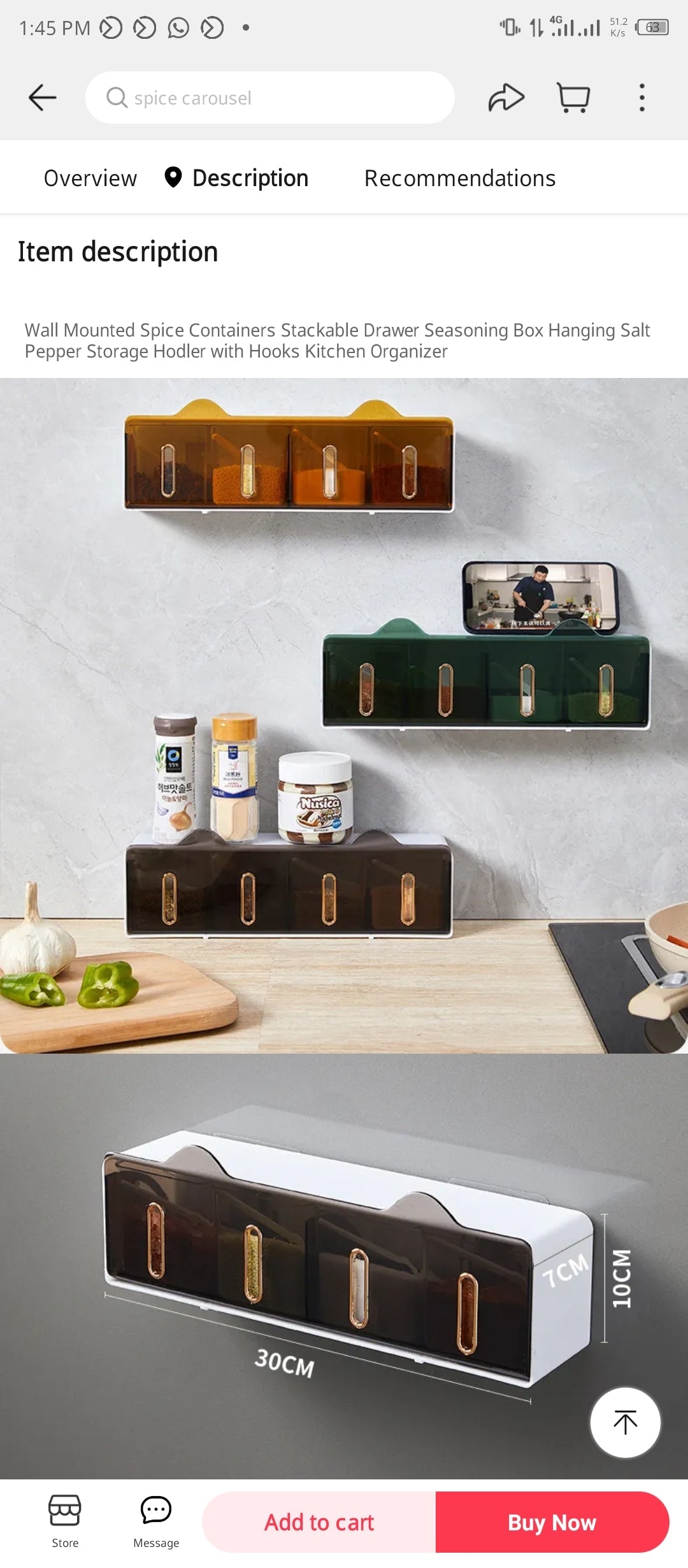 Wall Mounted Spice Seasoning Storage Holder