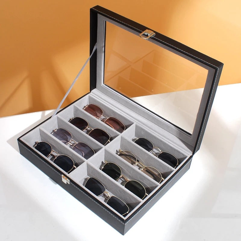 8 Sunglasses organizer in best quality leather material.