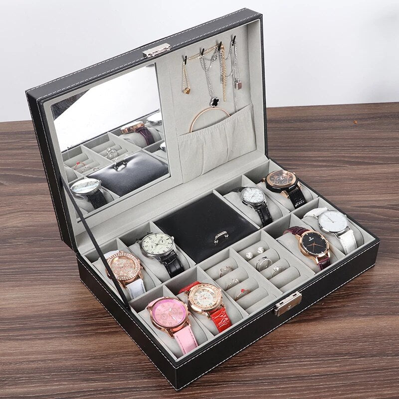 Watch and Jewellery and chain organizer with inside mirror in best quality leather material.