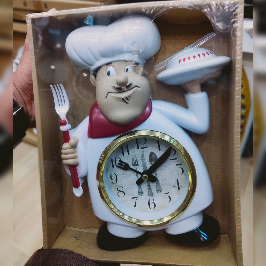 Chef spoon and fork wall clock