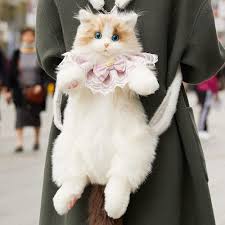 Realistic Cat-Shaped Crossbody Bag – Cute Faux Fur Animal Purse