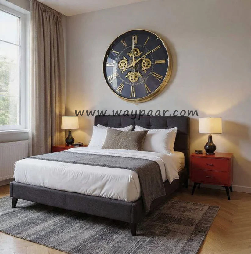 Round Moveable Gearing Golden Wall Clock – Luxury Industrial Mechanical Decor
