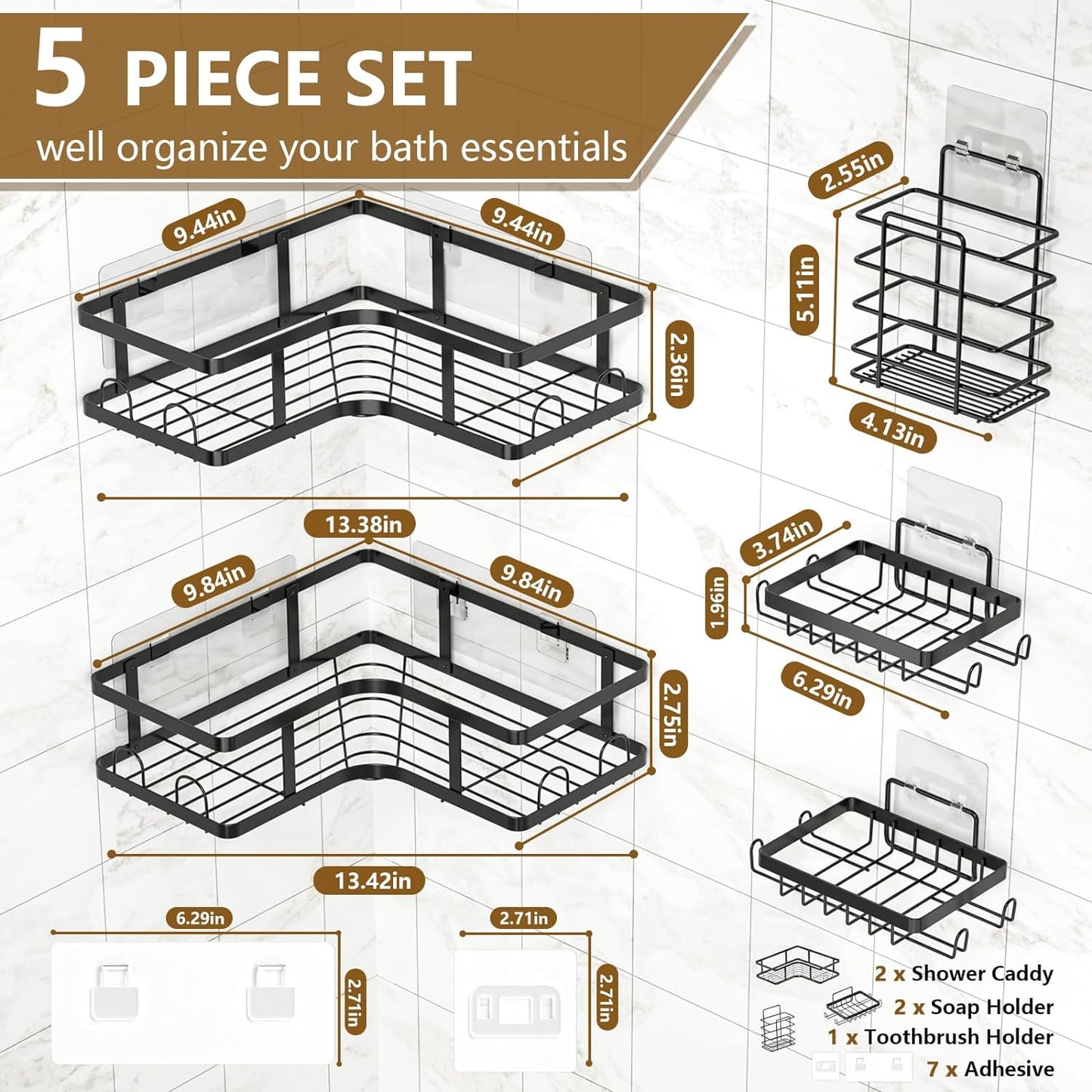 Luxury Stylish Multipurpose Wall Storage Racks (Set Of 5)