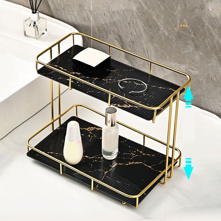 Iron Art Marble Style Nordic Cosmetics Storage Organizer