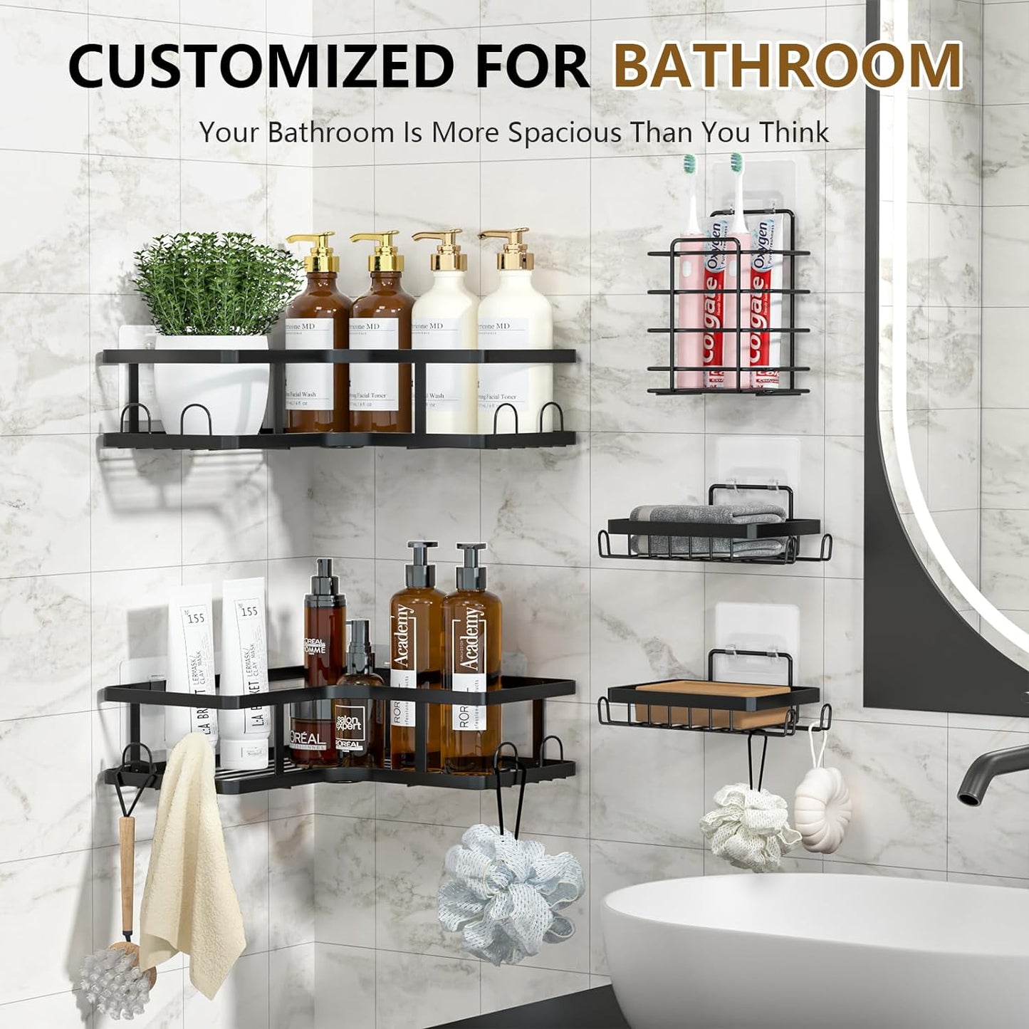 Luxury Stylish Multipurpose Wall Storage Racks (Set Of 5)