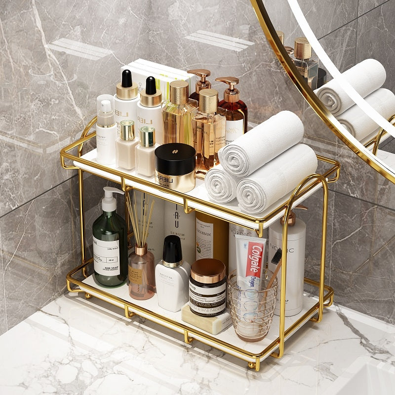 Iron Art Marble Style Nordic Cosmetics Storage Organizer