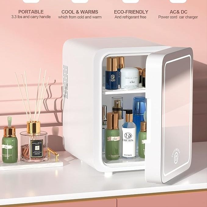 Mini Makeup Fridge : AC/DC Cooler & Warmer for Beauty & Skincare | Home & Car Use
