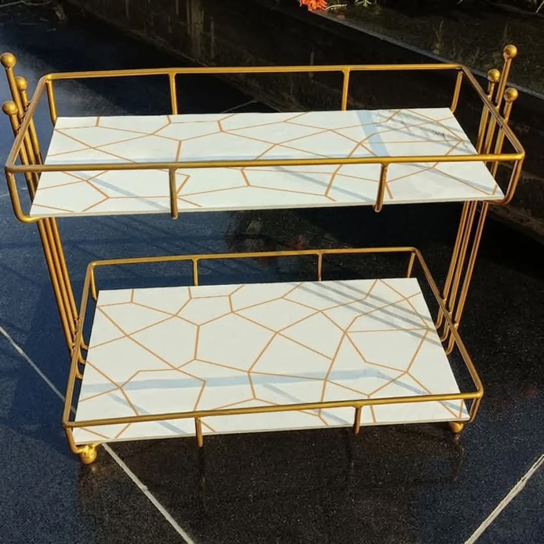 Iron Art Marble Style Nordic Cosmetics Storage Organizer
