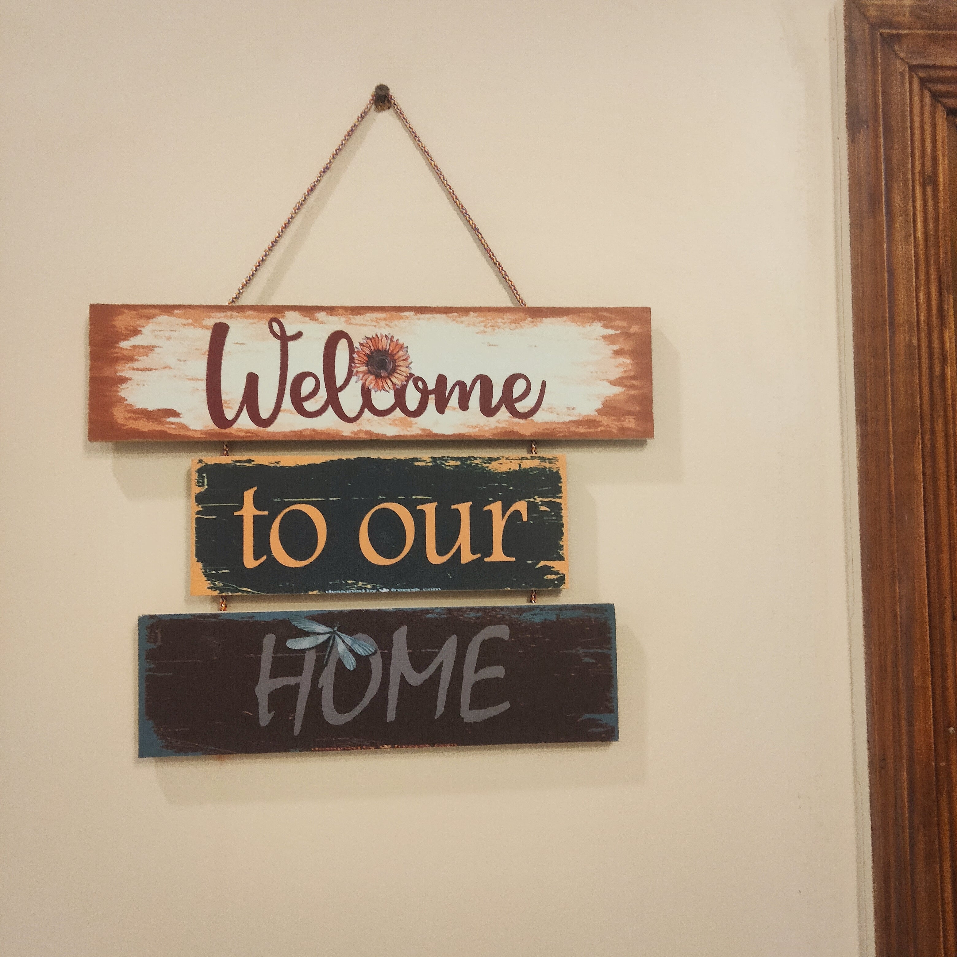 Welcome to our home quotation wall colored hanging vintage look design wall hanging
