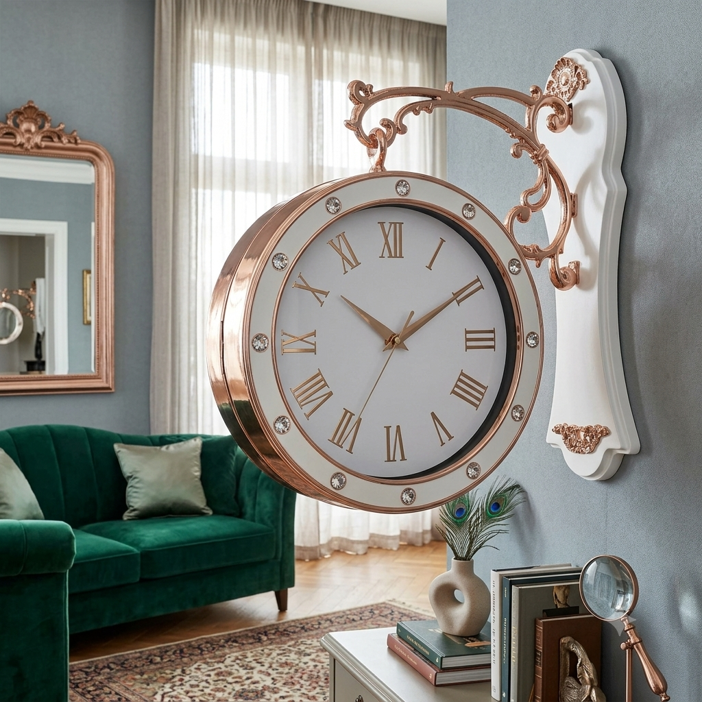 Chromed Edition Dual-Sided Station Clock – 10-Inch Vintage Tabletop & Wall Clock with Stand
