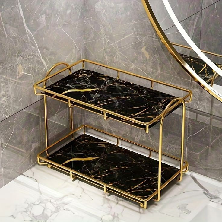 Iron Art Marble Style Nordic Cosmetics Storage Organizer