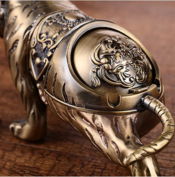 Creative Ashtray, Anti Fly ash Tiger Style Ashtray with lid Home Living Room Office Decoration Ornaments