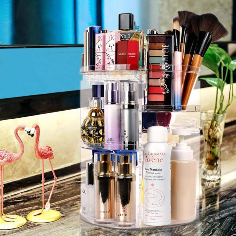 360 Degree Rotating Cosmetic Storage Box Makeup Organizer Cosmetics Storage Rack Fashion Beauty Crystal helf Display Stand
