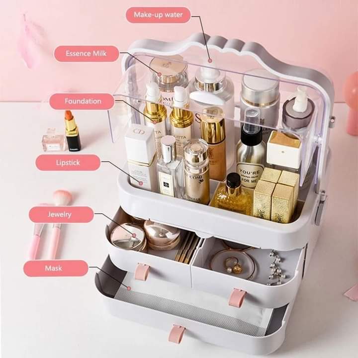 Cosmetic And Jewelry Organizer With Drawers At The Bottom