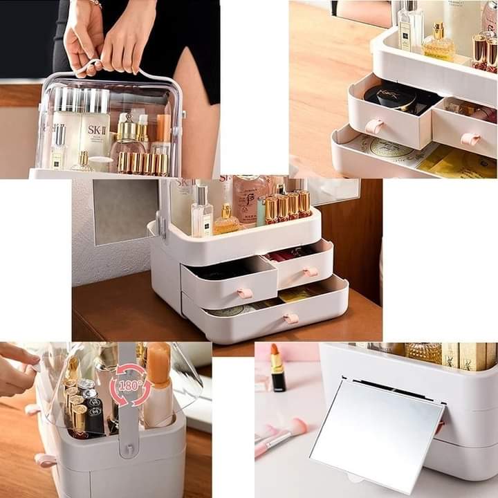 Cosmetic And Jewelry Organizer With Drawers At The Bottom