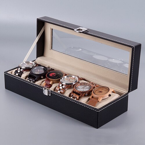 6 Grid Watch organzier in rectagular shape in best quality leather material.