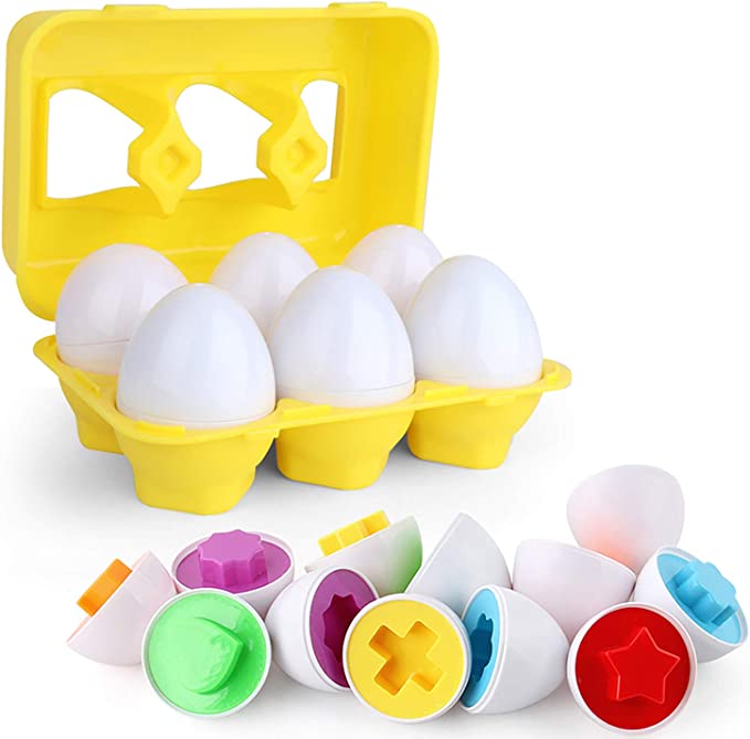 Set of 6 Eggs for shape and color matching