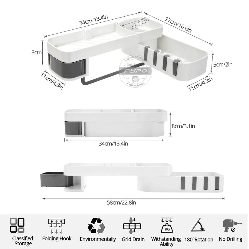 Wall mounted multi purpose self for bathroom and kitchen