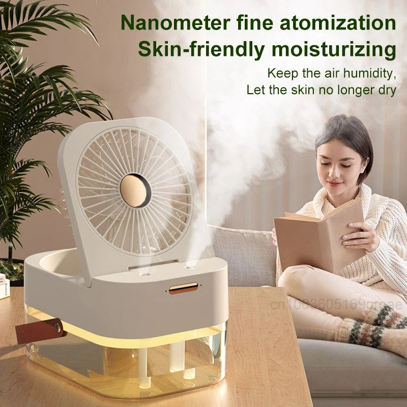 Double Spray Portable Humidifier Fan With Lamp