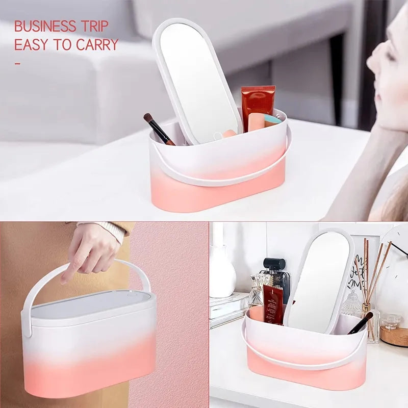 Cosmetic Organizer With Led Mirror