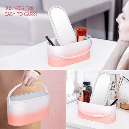 Cosmetic Organizer With Led Mirror