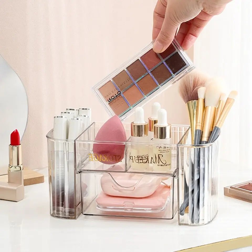 Transparent makeup storage organizer