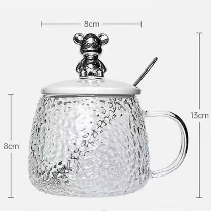 Glass Cup With Lid And Spoon