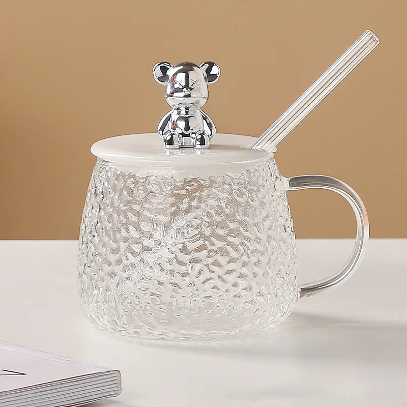 Glass Cup With Lid And Spoon