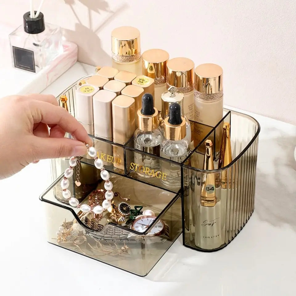 Transparent makeup storage organizer