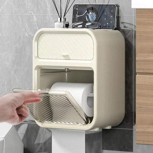 Wall mounted tissue holder and storage organizer