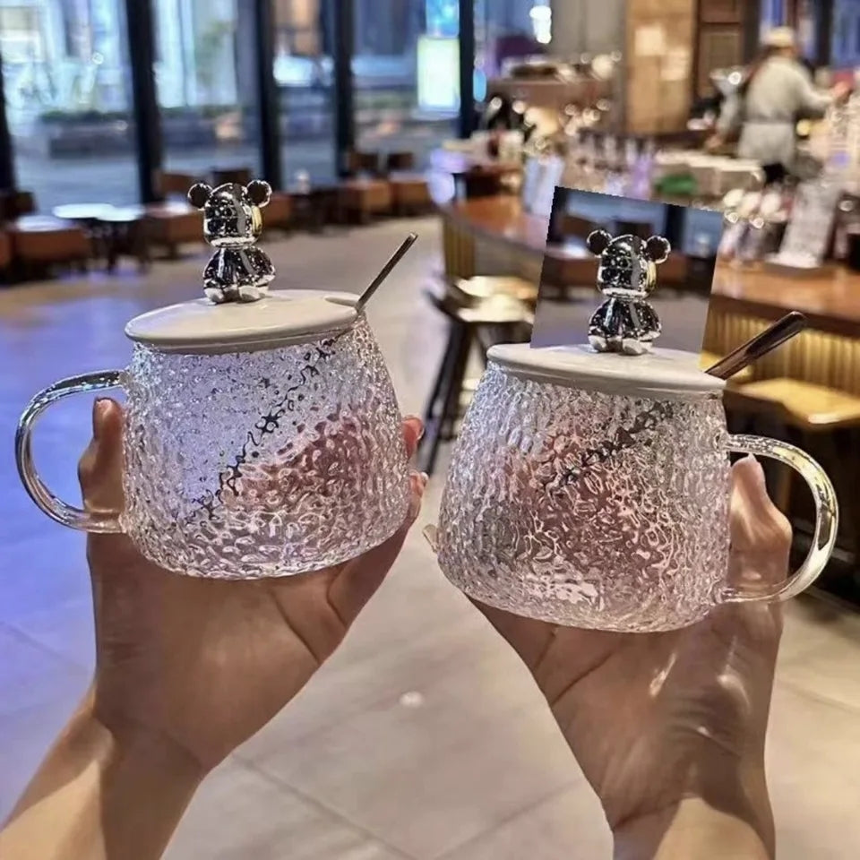 Glass Cup With Lid And Spoon
