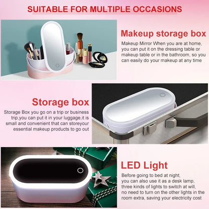 Cosmetic Organizer With Led Mirror