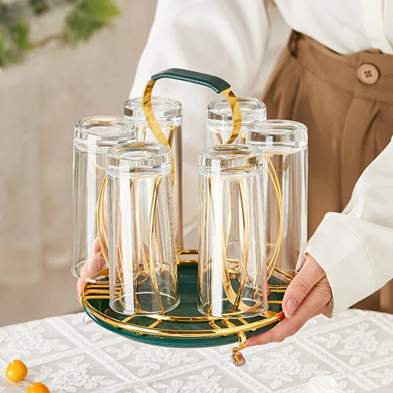 6 Cup Golden Drying Rack,Mug Draining Organizer
