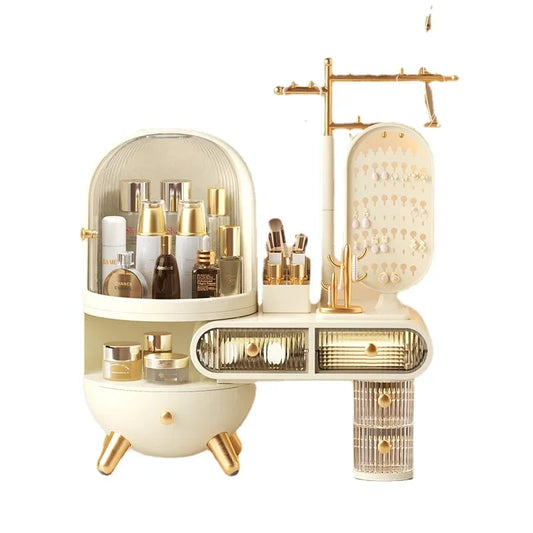 Luxury Dressing Table Cosmetics Storage Box Desktop Jewelry Integrated Dustproof High-Grade organizer