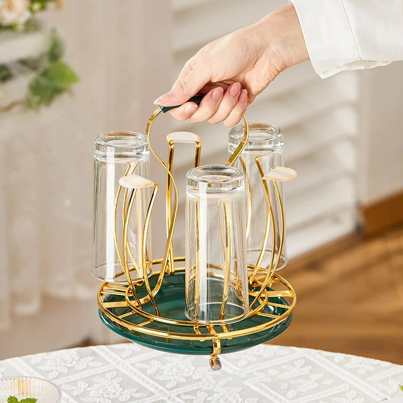 6 Cup Golden Drying Rack,Mug Draining Organizer