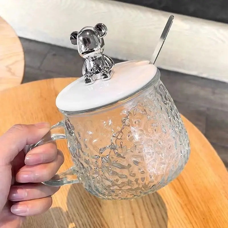 Glass Cup With Lid And Spoon