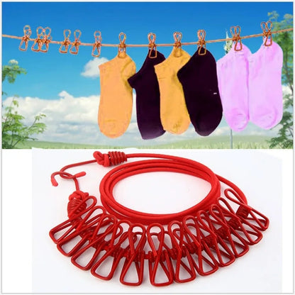 clothes drying rope 12 clips with 2 hooks