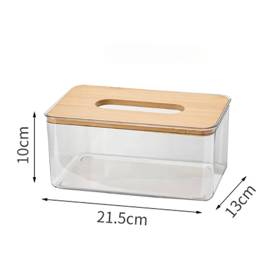 Acrylic tissue box with wooden top - Simple and elegant look tissue holder