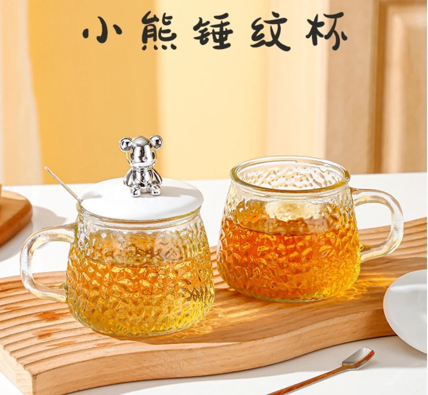Glass Cup With Lid And Spoon