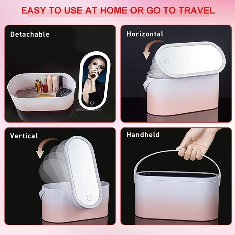 Cosmetic Organizer With Led Mirror