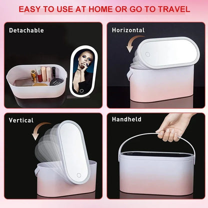 Cosmetic Organizer With Led Mirror